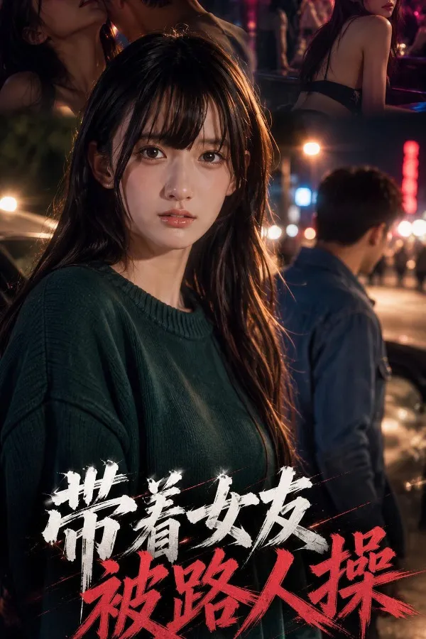 竖版剧集海报：夜晚街头的长发女孩，背景是城市灯光与人群